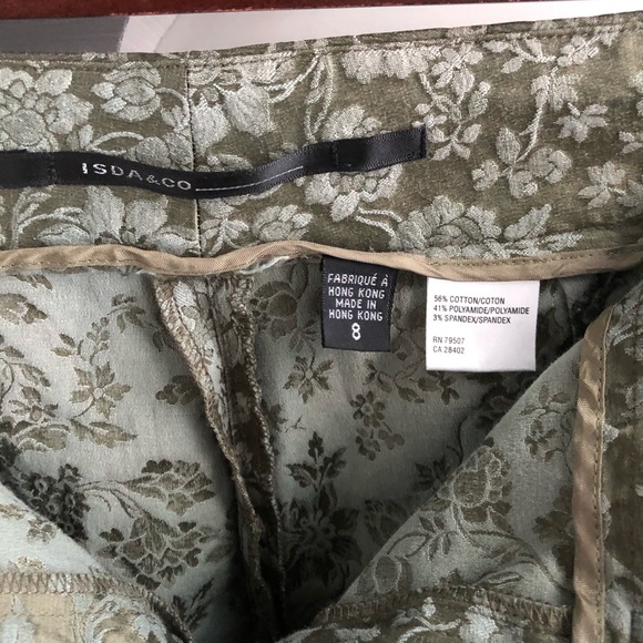 Isda & Co Brocade Crop Pants in Light Olive Size 8 - Picture 4 of 7